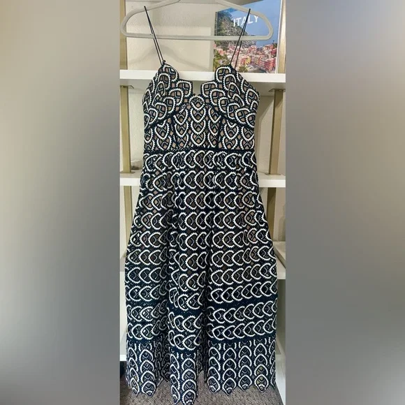 Self-Portrait navy and white azalea dress size 8 - Picture 5 of 6